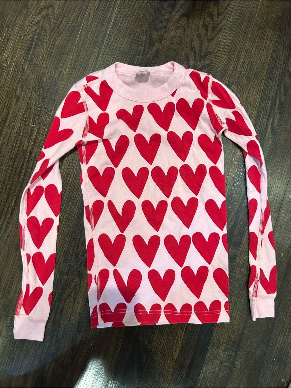 Hanna Andersson Pink Long Sleeve Pajama set with Red Heart Print sz 10